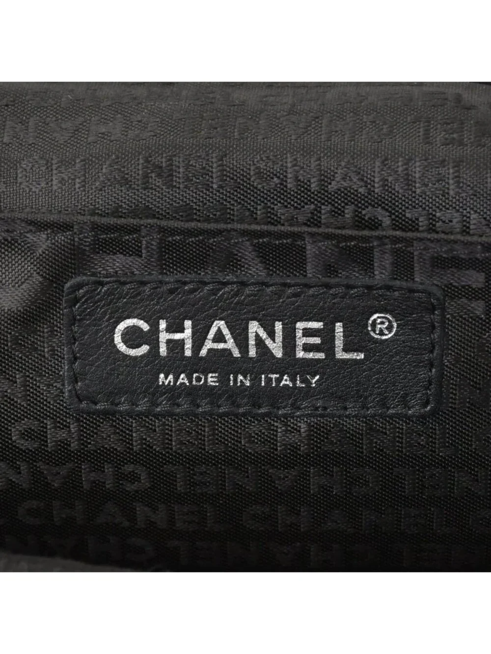 Chanel Plastic Chain Bag CC Logo Goat Fur Leather Black